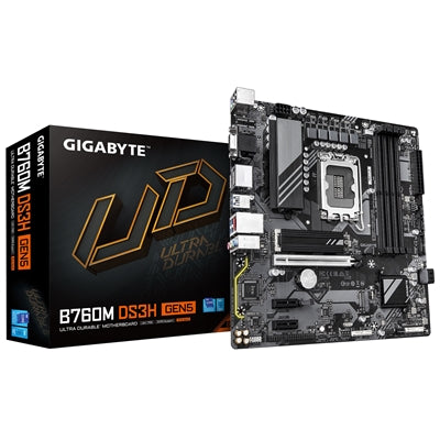 Gigabyte B760M DS3H DDR5 Micro ATX Motherboard - PCIe 5.0, LGA1700 Gigabyte B760M DS3H DDR5 Micro ATX Motherboard - PCIe 5.0, LGA1700
